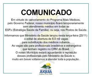 Comunicado: Programa Mais Médicos