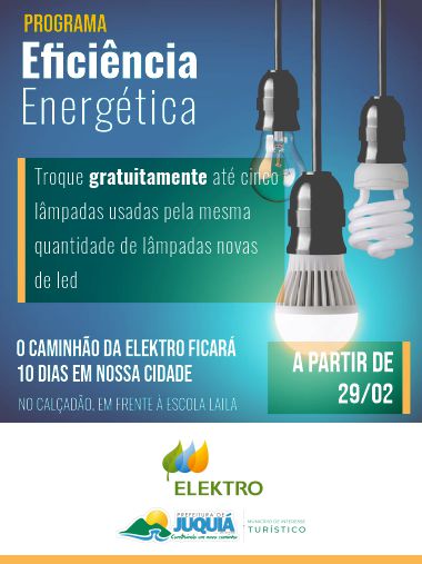 Elektro, em parceria com a Prefeitura Municipal, irá trocar lâmpadas comuns por lâmpadas de Led