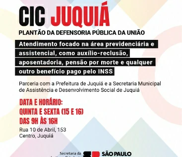 Imagem CIC Juquiá Realiza Plantão da Defensoria Pública da União