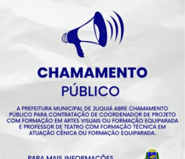 Imagem Prefeitura de Juquiá Abre Chamamento Público para Contratação de Coordenador de Projetos